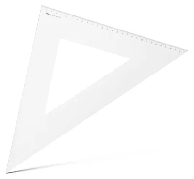 Obrázok produktu pre Trojuholník Aristo 45 stupňov bez hrany hypotenzia 42 cm, rozstup 29,7 cm