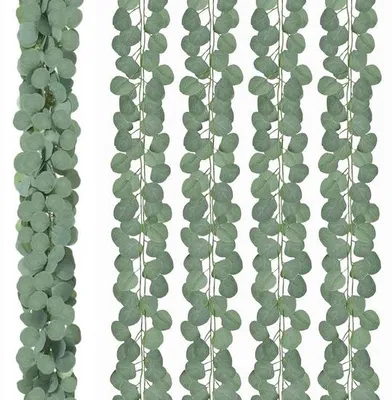 Image de Lot de 12 tiges de vigne artificielles en forme d'eucalyptus, 2 m, aspect naturel, vert