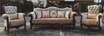 Produktbild von Casa Padrino Luxus Barock Wohnzimmer Set Silber / Dunkelbraun - Barockstil Möbel