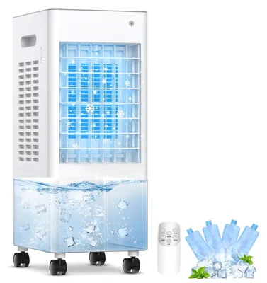 Image de Climatiseur par évaporation mobile avec fonction d'humidification de l'air, 4-en-1, blanc, 8 L
