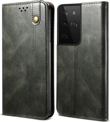 Produktbild von Galaxy S21 Ultra 5G Hülle, LaimTop Leder Flip Brieftasche Schutzhülle für Samsung Galaxy S21 Ultra 5G Grün