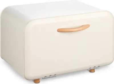 Produktbild von Navaris Brotkasten Brotaufbewahrung Brotbox mit Frontöffnung - Behälter zur Aufbewahrung von Brot - Brotdose Brotkorb Brotbehälter aus Metall - Weiß