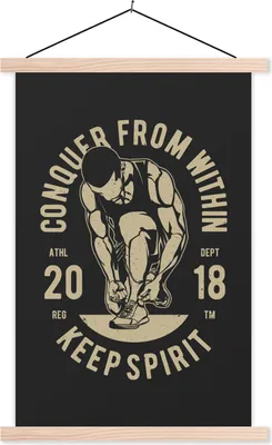 Produktbild von MuchoWow® Textilposter Sport - Sprichwörter - Vintage 120x180 cm mit holzfarbenen Rahmen - Textil-Plakat