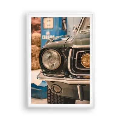 Produktbild von Gerahmtes Poster - Weißer Rahmen - Abdeckung Ford Mustang - 70x100 cm - Wand Bild - Wanddeko - Wandbilder - Kunstposter - Wandposter - Bilderrahmen - Bilder - Kunstdruck - P2WPA70x100-4480