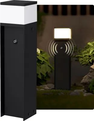 Produktbild von SSC-LUXon ZAVO Pollerleuchte Lichtsäule schwarz mit Dämmerungsschalter - Wegeleuchte IP44 für Außen wasserfest rostfrei 230V