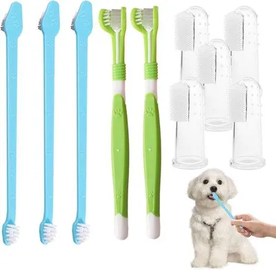 Productafbeelding van Famanu Set van 10 siliconen tandenborstels voor honden – Tandenborstels met meerdere hoeken voor effectieve tandreiniging