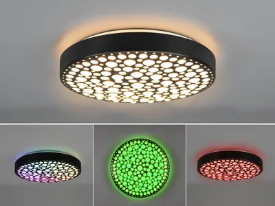 Produktbild von Dimmbare LED Deckenleuchte CHIZU Schwarz Ø40cm Fernbedienung & Farbwechsler