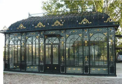 Produktbild von Casa Padrino Jugendstil Gartenhaus Schwarz / Gold 856 x 456 x H. 516 cm