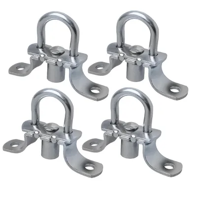 Produktbild von 4x Planenhaken für Anhänger aus Verzinktem Metall – 67x15mm Grundplatte Planenöse Spannhaken Rund mit Feder und drehbar