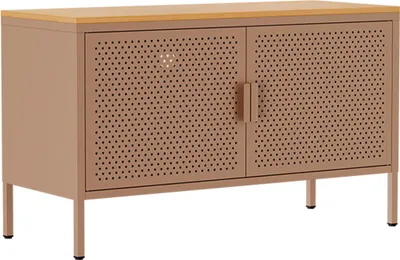 Immagine prodotto di Credenza moderna a 2 ante L100 cm in metallo marrone - Oviala Punchy
