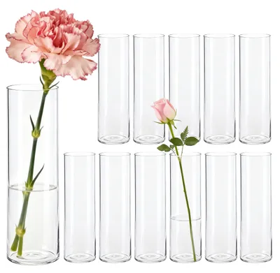 Productafbeelding van Omgoods - Set van 12 Cilinder Vazen voor Bloemen en Decoratie