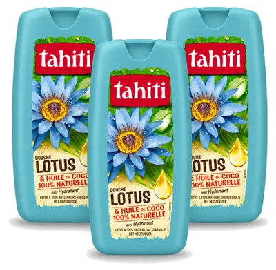Productafbeelding van 3 x Tahiti douchegel Lotus & kokosolie, hydraterend, 250 ml - Voordelingsverpakking - 3 stuks