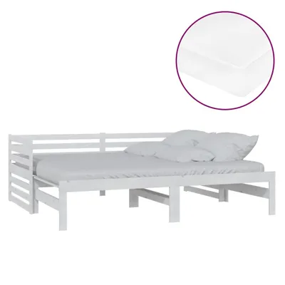 Obrázek produktu pro Výsuvná denní postel 2 × (90x200 cm) bílá masivní borové dřevo
