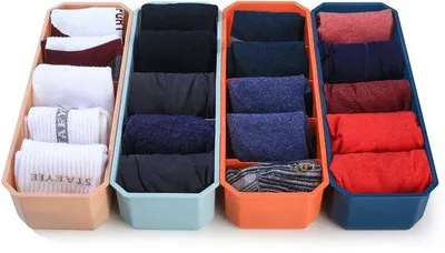 Produktbild von Socken- und Unterwäschenaufbewahrung, 4er Set, für Wäscheschubladen, Haus, Unterwäsche, Socken