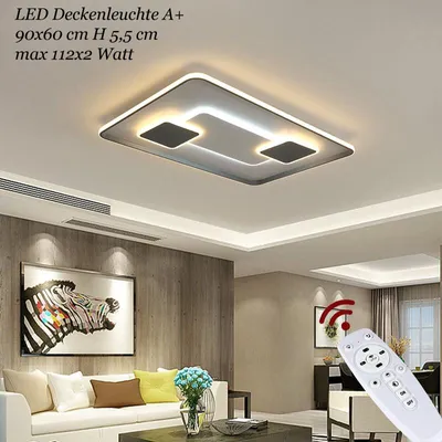Produktbild von Eurotondisplay LED Deckenleuchte Deckenlampe 9641CFX, 90x60 cm 224W Fernbedienung Lichtfarbe/ Helligkeit einstellbar dimmbar weiß/schwarz lackierter Metallrahmen A+