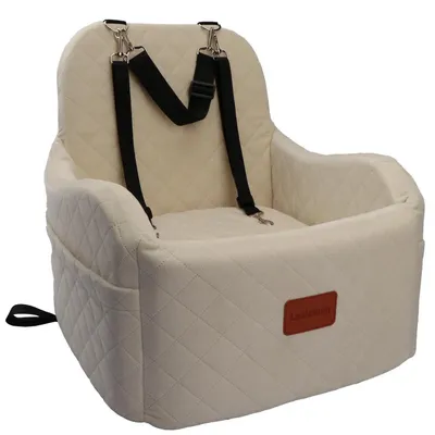 Image de Siège auto pour chien, adapté aux petits et moyens chiens, portable, lavable, couleur beige, taille moyenne