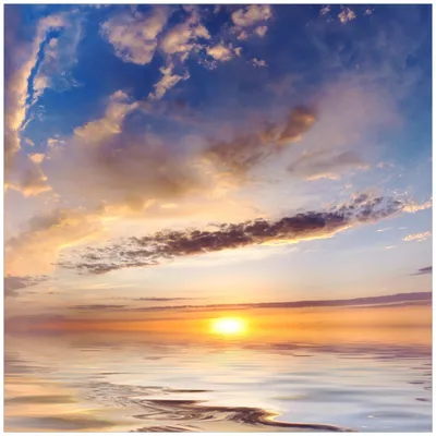 Produktbild von Wallario Sticker / Aufkleber für Kühlschrank / Geschirrspüler / Küchenschränke, selbstklebende Folie - 60 x 60 cm, Motiv: Sonnenuntergang über dem Wasser