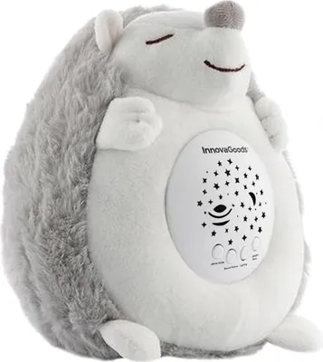 A plush hedgehog toy with a projection feature.