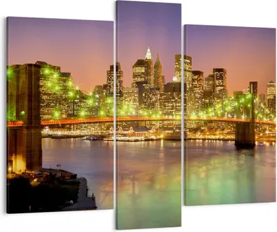 Produktbild von Bild auf Leinwand - Leinwandbild - New York Brücke - 95x80cm - Wand Bild - Wanddeko - Wandbilder - Leinwanddruck - Bilder - Kunstdruck - Wanddekoration - Leinwand bilder - Wandkunst - CB95x80-3517