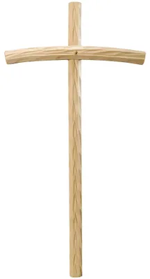 Gebogenes Holzkreuz aus Lindenholz, 60 cm, handbemalt