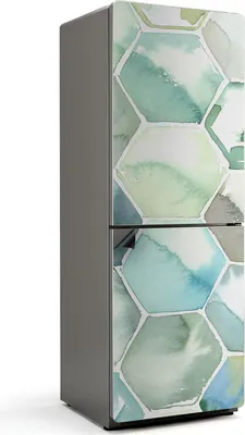 Produktbild von Aquarell-Sechseckmuster – Magnetische Kühlschrank Abdeckung – Dekorfolie magnetisch Küche – Kühlschrank Magnet Deko – selbstklebende Magnettafel – Magnetfolie für Kühlschranktür – 70x190 cm