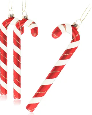 Produktbild von com-four® 3x Christbaumanhänger Zuckerstange XXL- Christbaumschmuck zum Anhängen - Weihnachtskugel in Zuckerstangen-Form - 17 cm