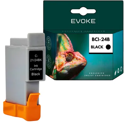 Productafbeelding van Evoke compatibele inkt voor Canon BCI-24BK BCI24BK 6881A002, zwart, 10 ml, geschikt voor 160 pagina's, compatibel met PIXMA i250, i350, i450