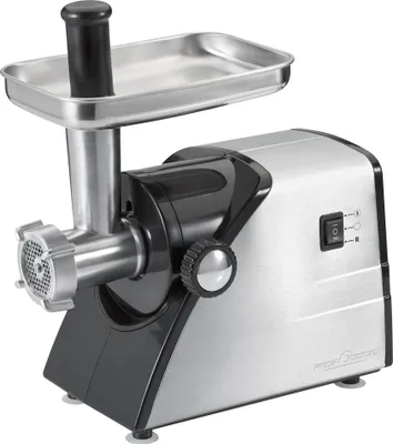 A meat grinder appliance is shown in a studio shot.