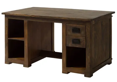 Produktbild von MASSIVMOEBEL24 Schreibtisch Mango 140x80x76 braun lackiert RAILWAY #461