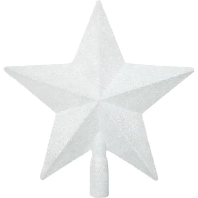Obrázek produktu pro Špička na vánoční stromek, hvězda, lesklá, bílá, 17,7 cm