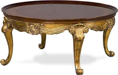 Produktbild von Casa Padrino Luxus Barock Couchtisch Braun / Antik Gold - Runder Massivholz Tisch im Barockstil - Handgefertigte Barock Wohnzimmer Möbel - Edel & Prunkvoll