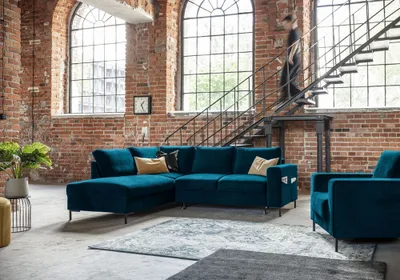 Produktbild von MIUFORM Lofty Lilly - Ecksofa mit Bettfunktion - 237x197cm -Petrolblau - 6-Sitzer Ausrichtung Links
