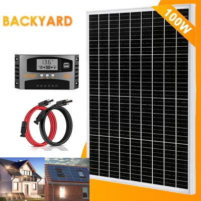 Produktbild von 100W Solarpanel Set 12V Monokristallines PV kit Solarmodul Für Häuser Gärten Wohnmobil Camping