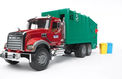Image de Bruder Truck MACK Granite camion poubelle vert