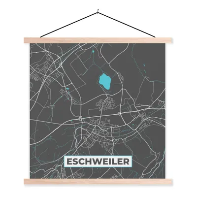 Produktbild von MuchoWow® Textilposter Stadtplan - Eschweiler - Deutschland - Karte 60x60 cm mit holzfarbenen Rahmen - Wanddekoration