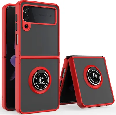 Immagine prodotto di Custodia per Samsung Galaxy Z Filp 3 5G traslucida opaca in TPU con supporto ad anello e supporto Rosso