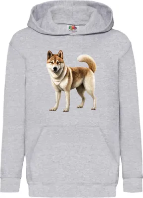 Obrázok produktu pre Detská Mikina S Kapucňou Dogs Breeds Akita Dog Breed 005, 7-8 Jahr - 128 / Heather šedá