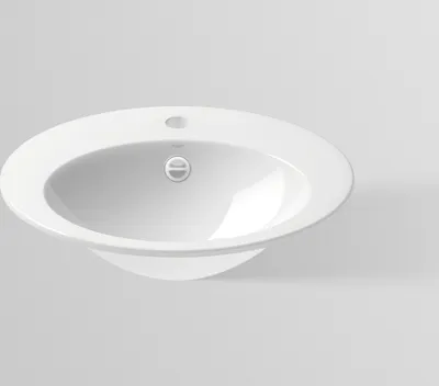 Produktbild von Alape EB.O500H Einbaubecken, oval, 500 x 400 mm, innen und außen glasiert, Weiß, mit Hahnloch und Überlauf / Waschtisch / Waschbecken