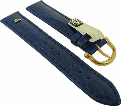 Produktbild von Maurice Lacroix | LOUISIANA Uhrenarmband | echt Krokoleder blau 34788, Stegbreite:18mm, Schließe:Gelbgolden