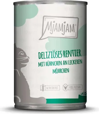 Immagine prodotto di Mjamjam 400gx6 delizioso renna con pollo e carotine saporite