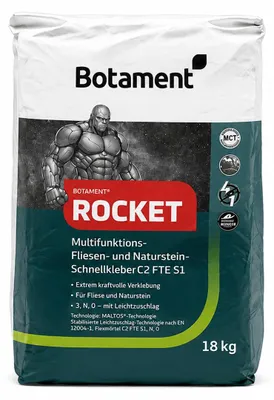 Produktbild von Botament Rocket 18 kg Multifunktions-Fliesen- und Naturstein-Schnellkleber C2 FTE S1