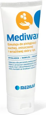 Produktbild von Mediwax Handcreme in einer 75-ml-Tube zur Pflege trockener und empfindlicher Haut