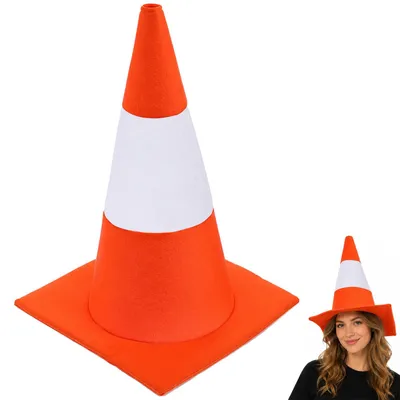 Straatkegelhoed für Erwachsene, orange-weiß, 28x41 cm, lustiger Partyhut