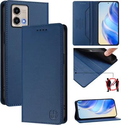 Immagine prodotto di Custodia in pelle per Motorola Moto G Stylus 5G (2023), flip case con slot per carte, portafoglio e supporto Blu