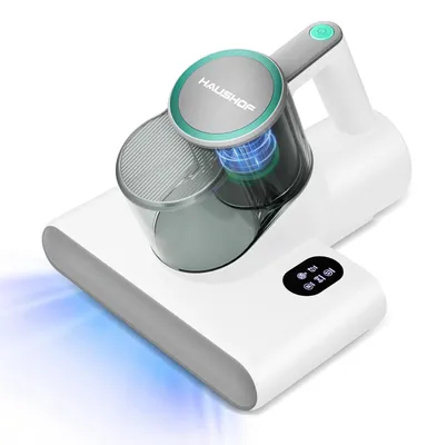 Image de Aspirateur pour matelas, 16 kPa, avec lumière UV et air chaud à 60 °C. Nettoyeur de matelas 400 W avec écran et double réservoir à poussière, élimine 99,9 % des acariens