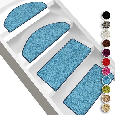 Produktbild von Shaggy Stufenmatten Sphinx Halbrund 19 x 56 cm hellblau