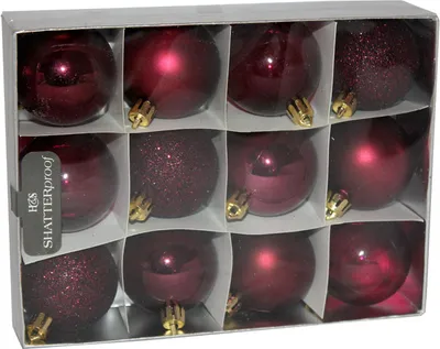 Produktbild von 12 tlg. Weihnachtskugeln Set 5 cm Baumschmuck Christbaum Deko Tannenbaum Kugeln, Farbe:Rot