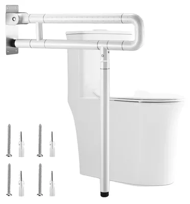Obrázek produktu pro Toaletní madlo, nerezová ocel, skládací design, BÍLÁ