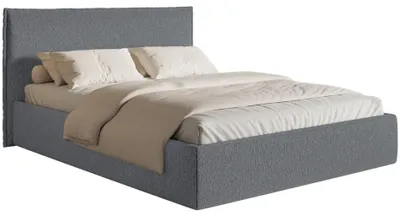 Obrázek produktu pro Selsey Softie Slim – čalouněná postel 160×200 s roštem, žinylka, grafitová