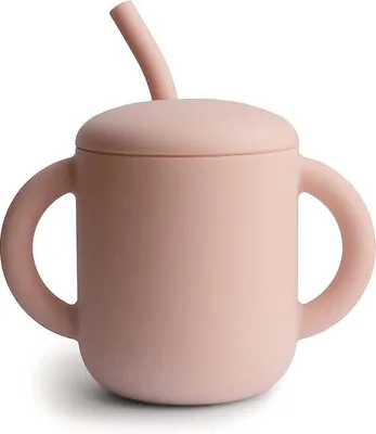 Image de Gobelet en silicone avec paille, pour les bébés à partir de 6 mois, Blush